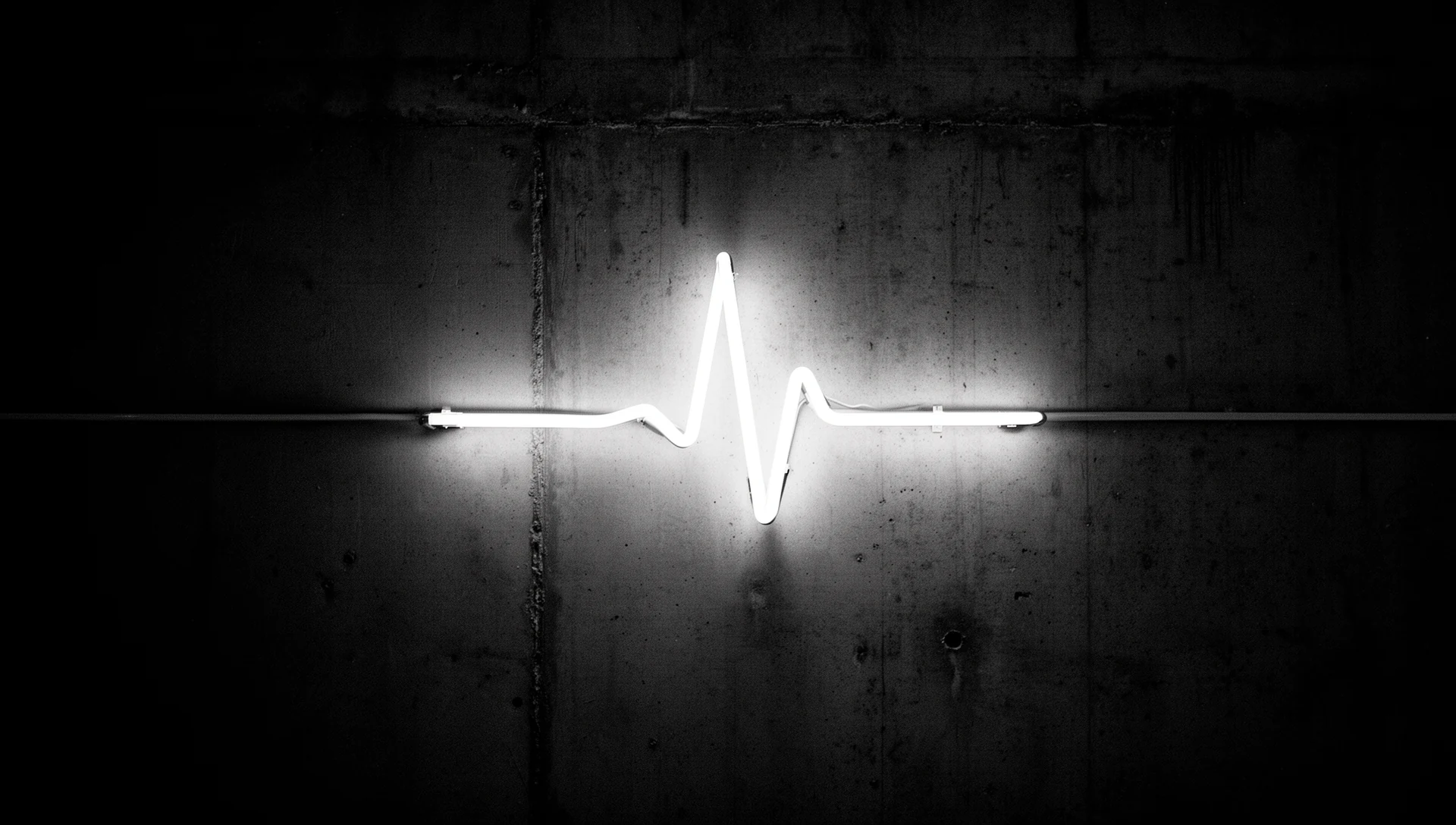 The pulse in neon on concrete